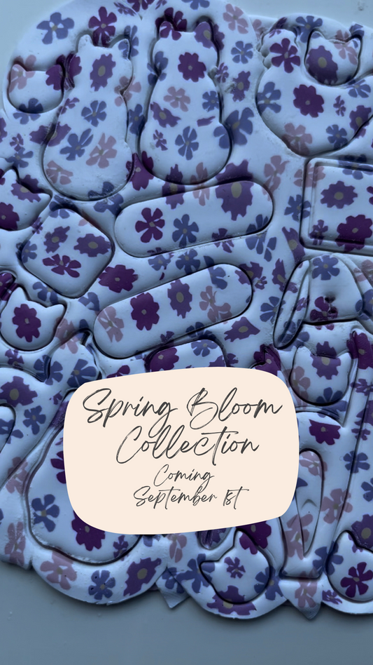 Floral purple polymer clay earrings
