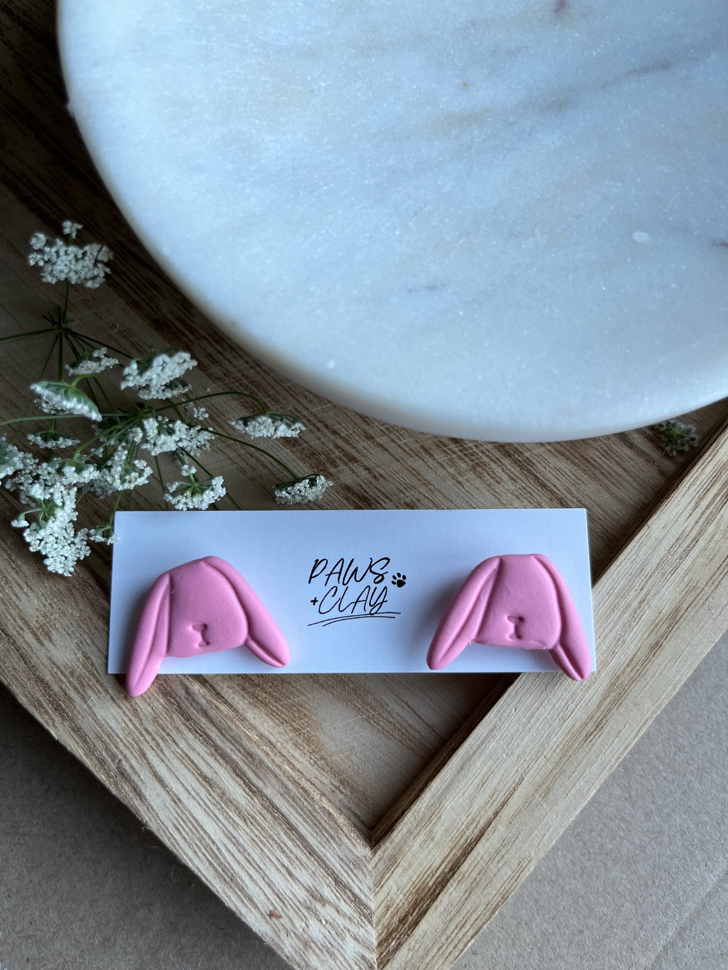 Pink Rabbit Polymer Clay Earring Studs