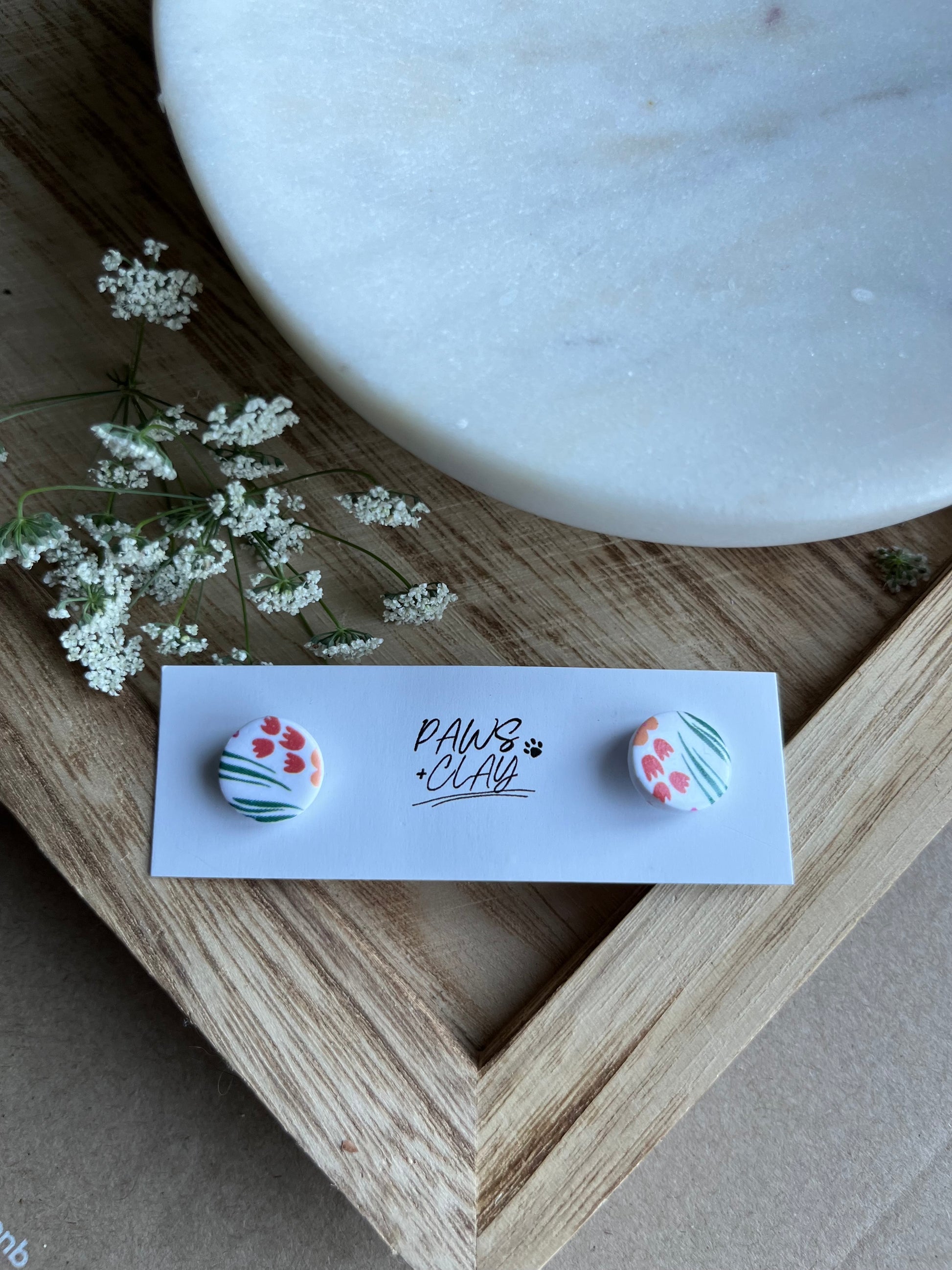 Tulip Polymer Clay Earring Studs