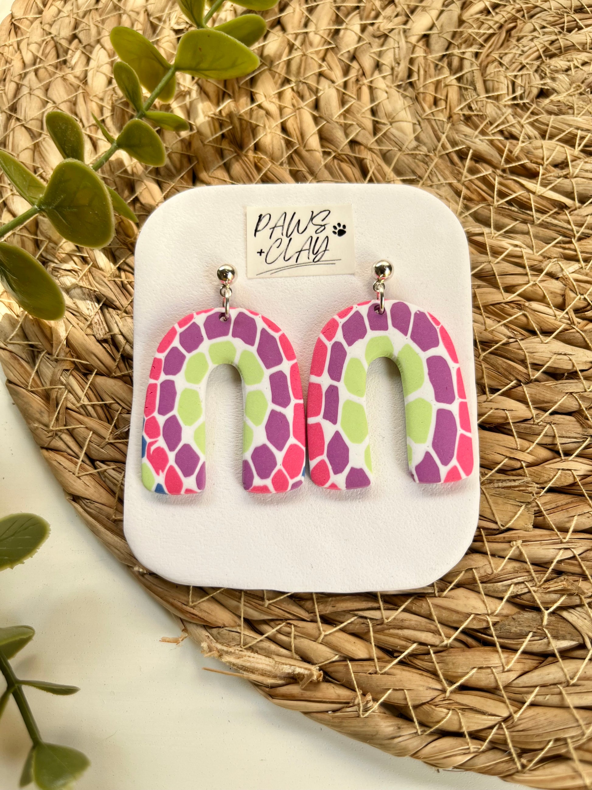 Rainbow Arch Polymer Clay Earrings