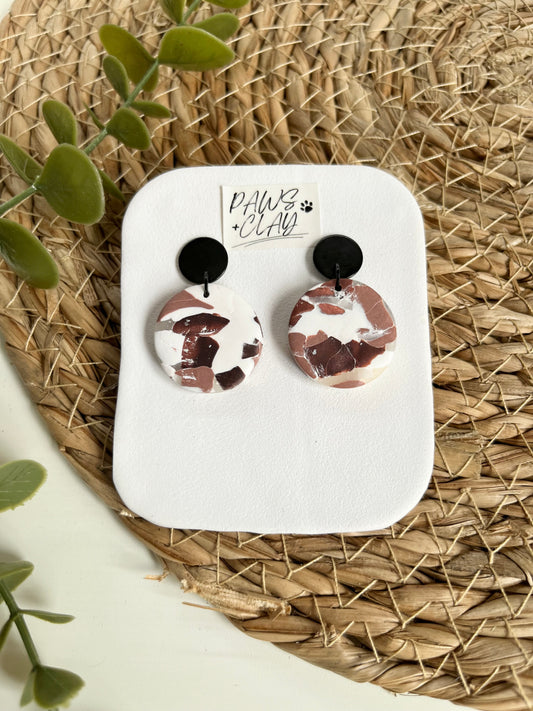 Round Marbled Polymer Clay Earrings