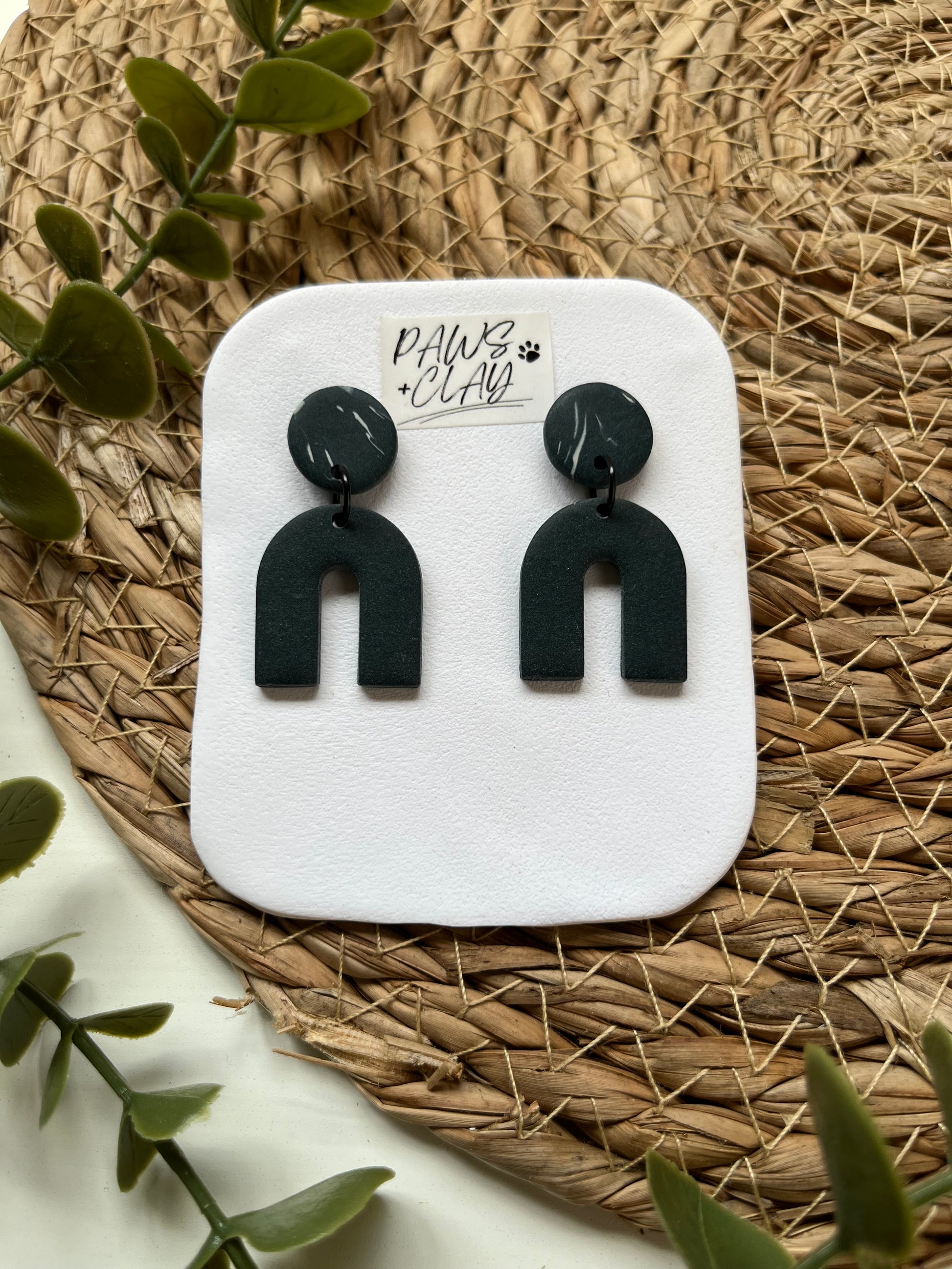 Forrest Green Arched Polymer Clay Earrings