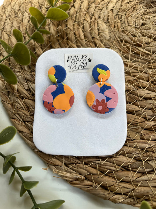 Round Cottage Garden Polymer Clay Earrings