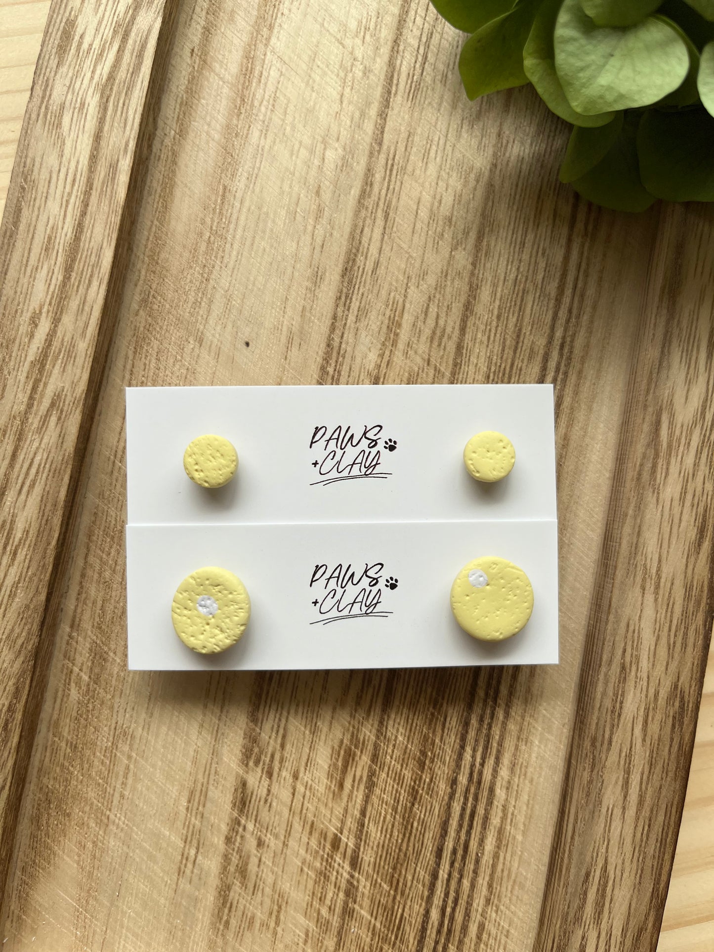 Pastel yellow polymer clay earrings studs