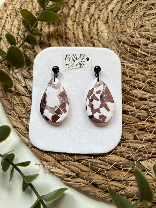 Marbled Teardrop Polymer Clay Earrings