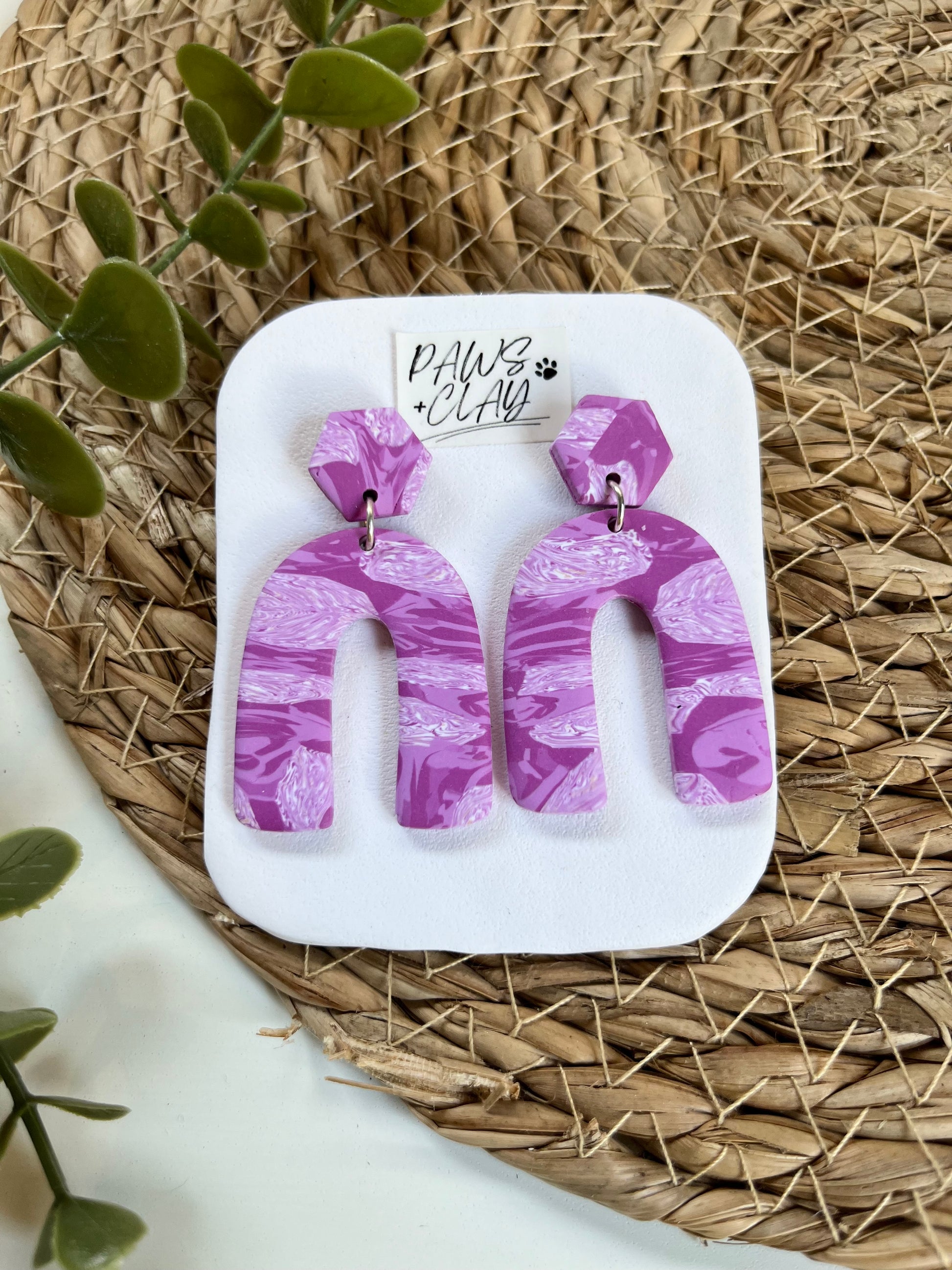 Purple Polymer Clay Earrings