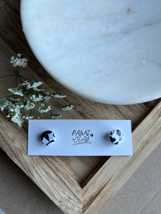 Black and White Print Polymer Clay Earring Studs