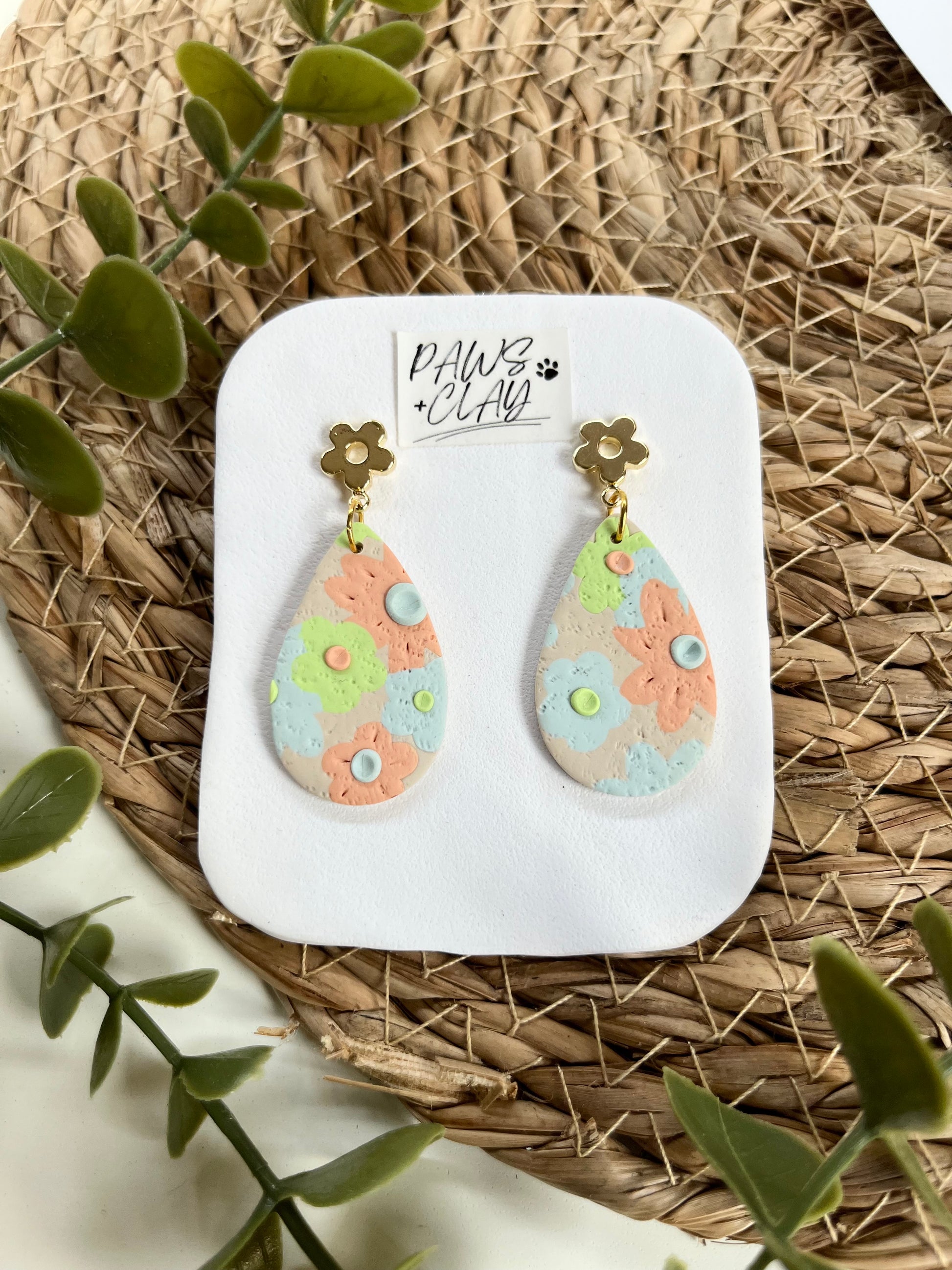 Pastel Floral Polymer Clay Earrings