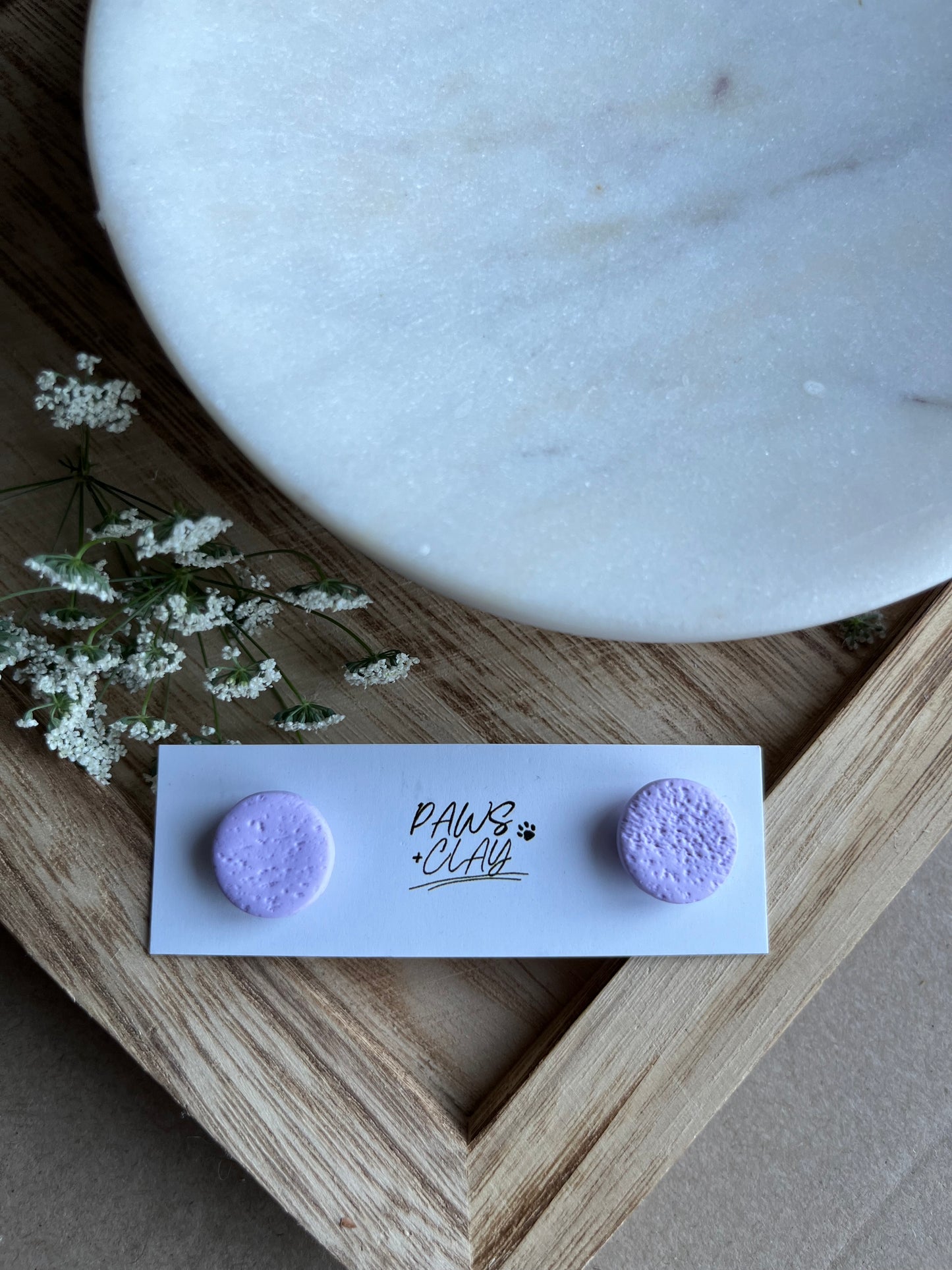 Lavender Polymer Clay Earring Studs