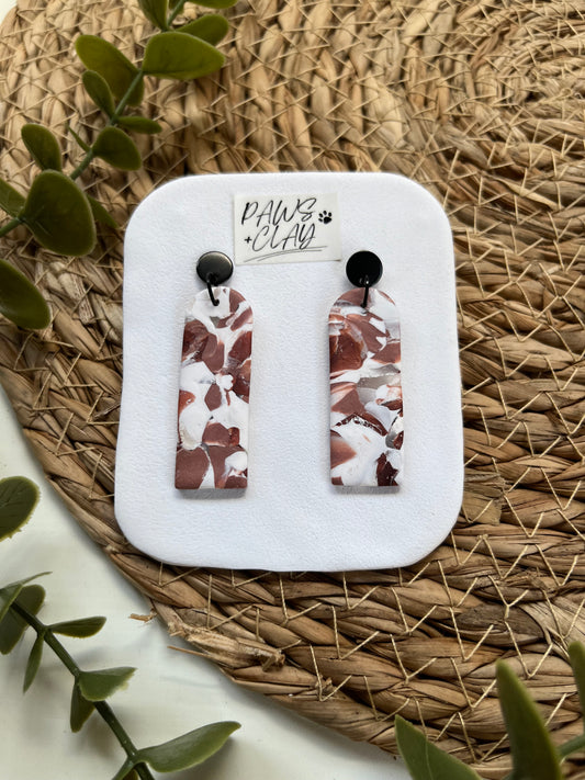 Marble Elongated Arched Polymer Clay Earrings