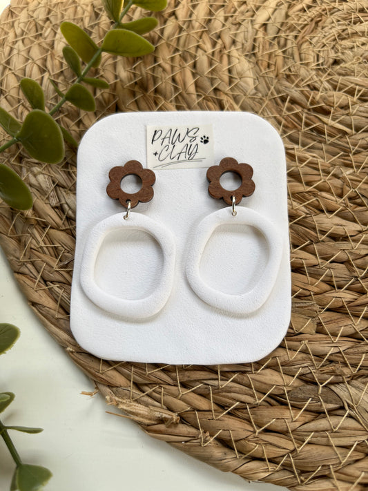 White Hoop Polymer Clay Earrings