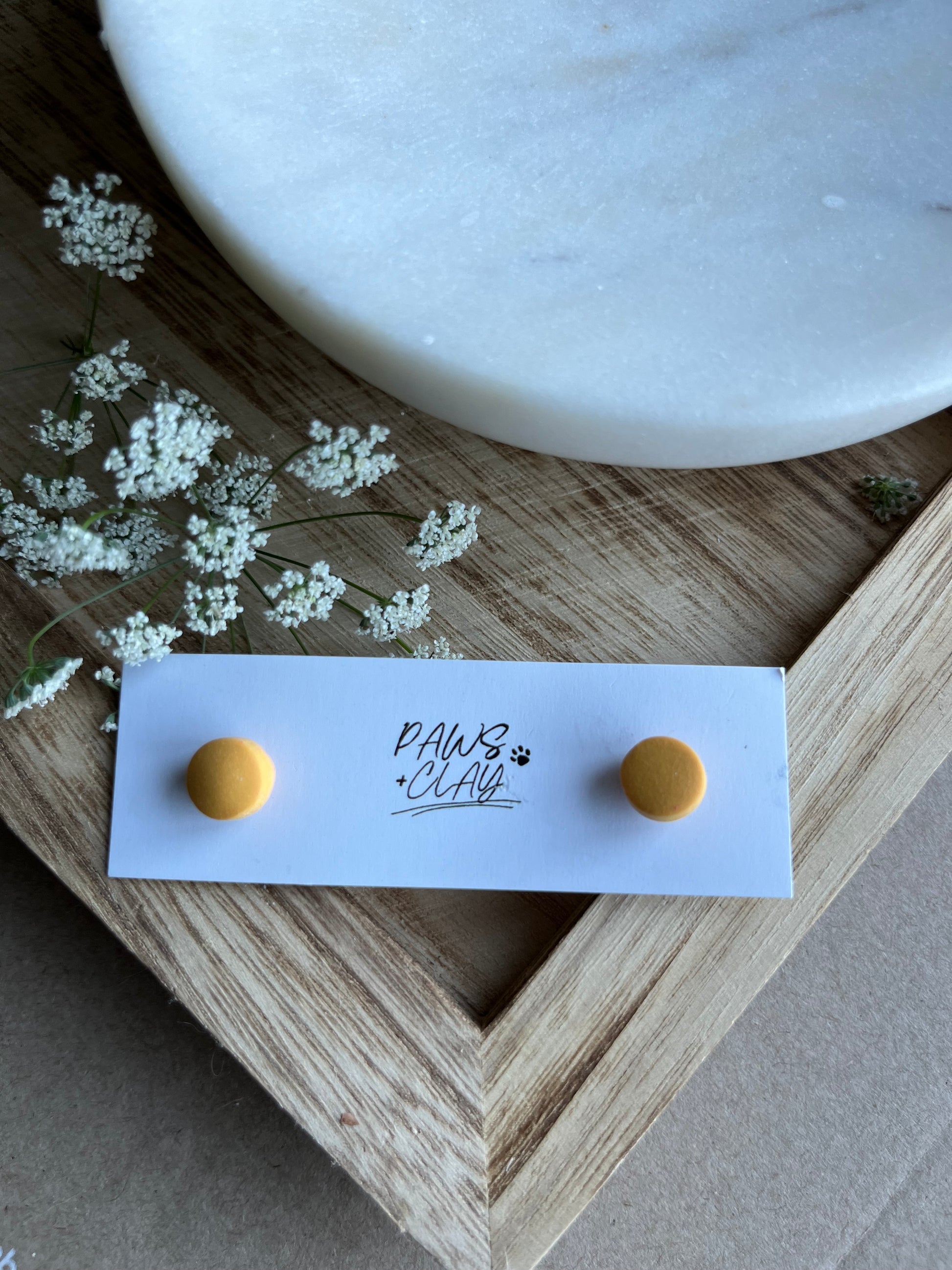 Mustard Polymer Clay Earring Studs