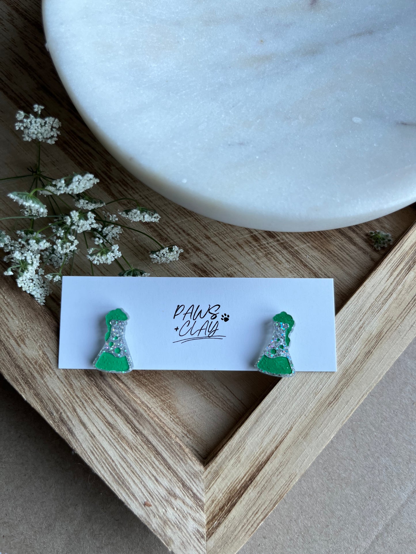 Green Science Teacher Earrings