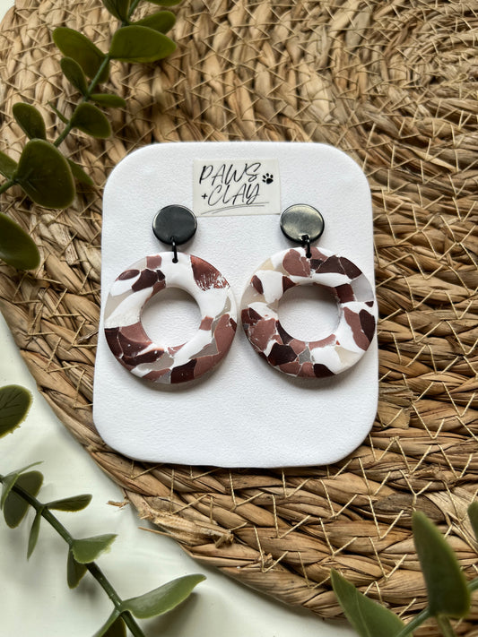 Marbled Donut Polymer Clay Earrings