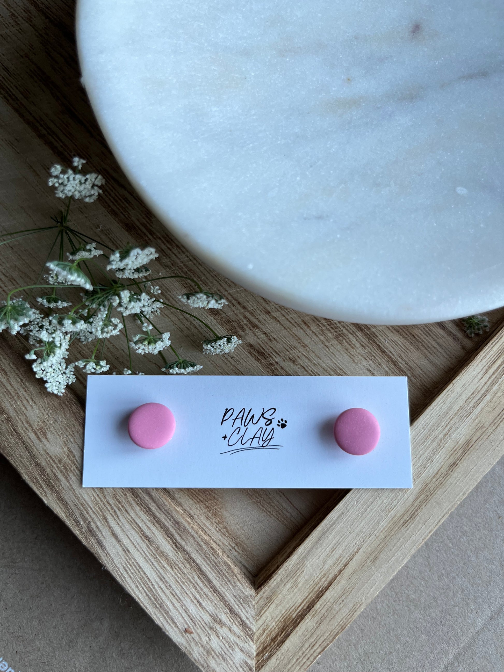 Pink Polymer Clay Earring Studs