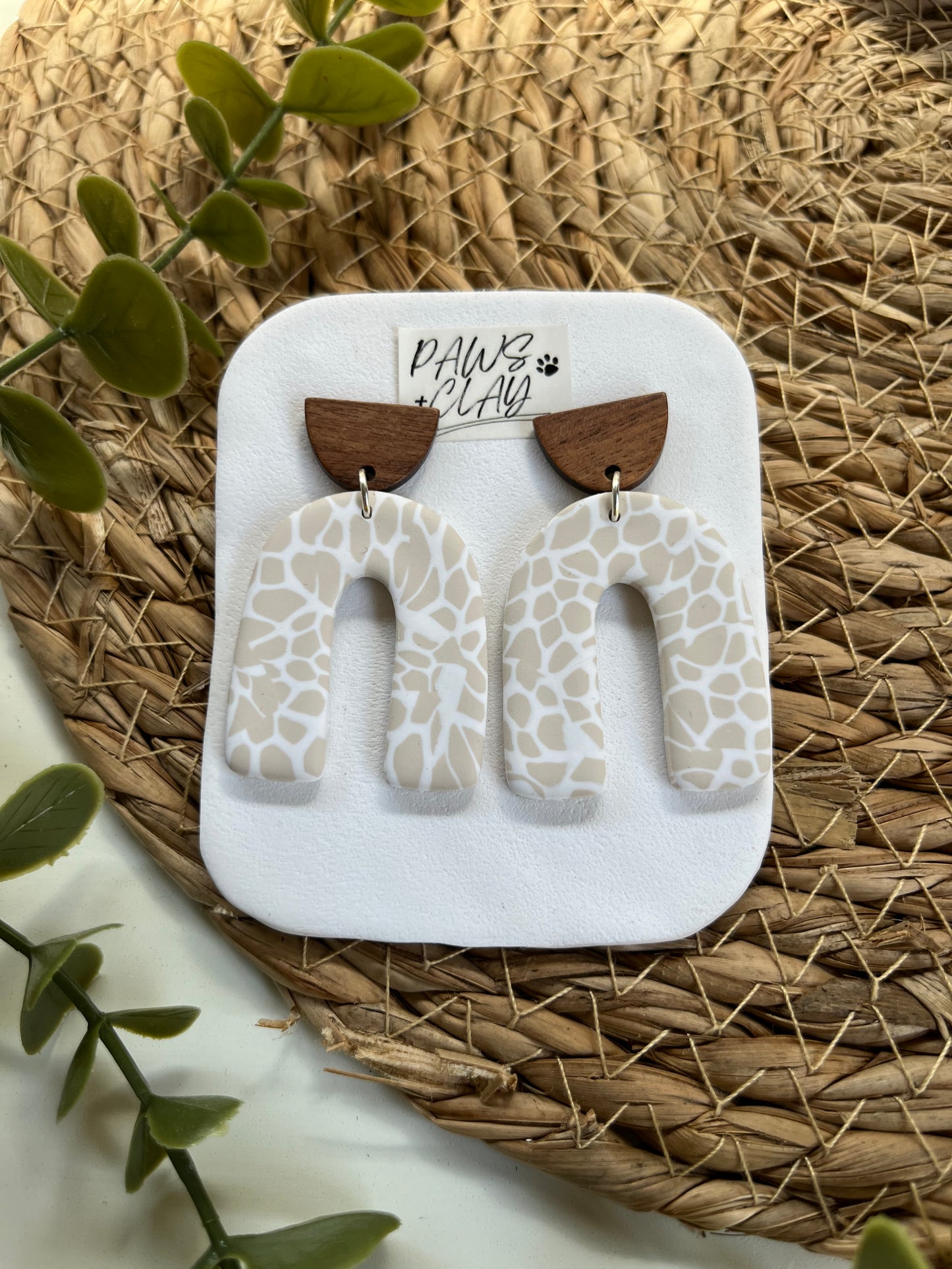 Cream and White Terrazzo Polymer Clay Earrings