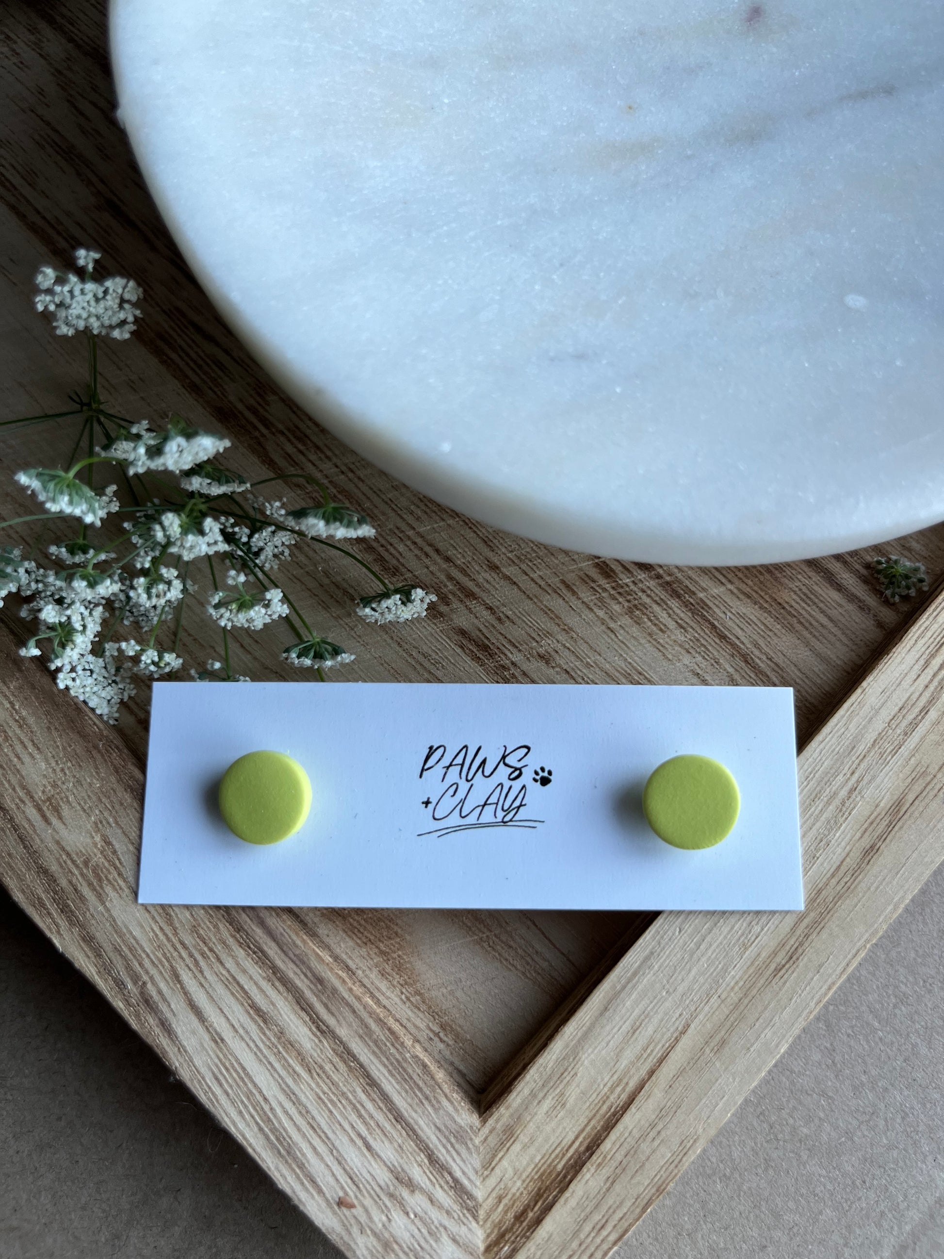 Lime Green Polymer Clay Earring Studs