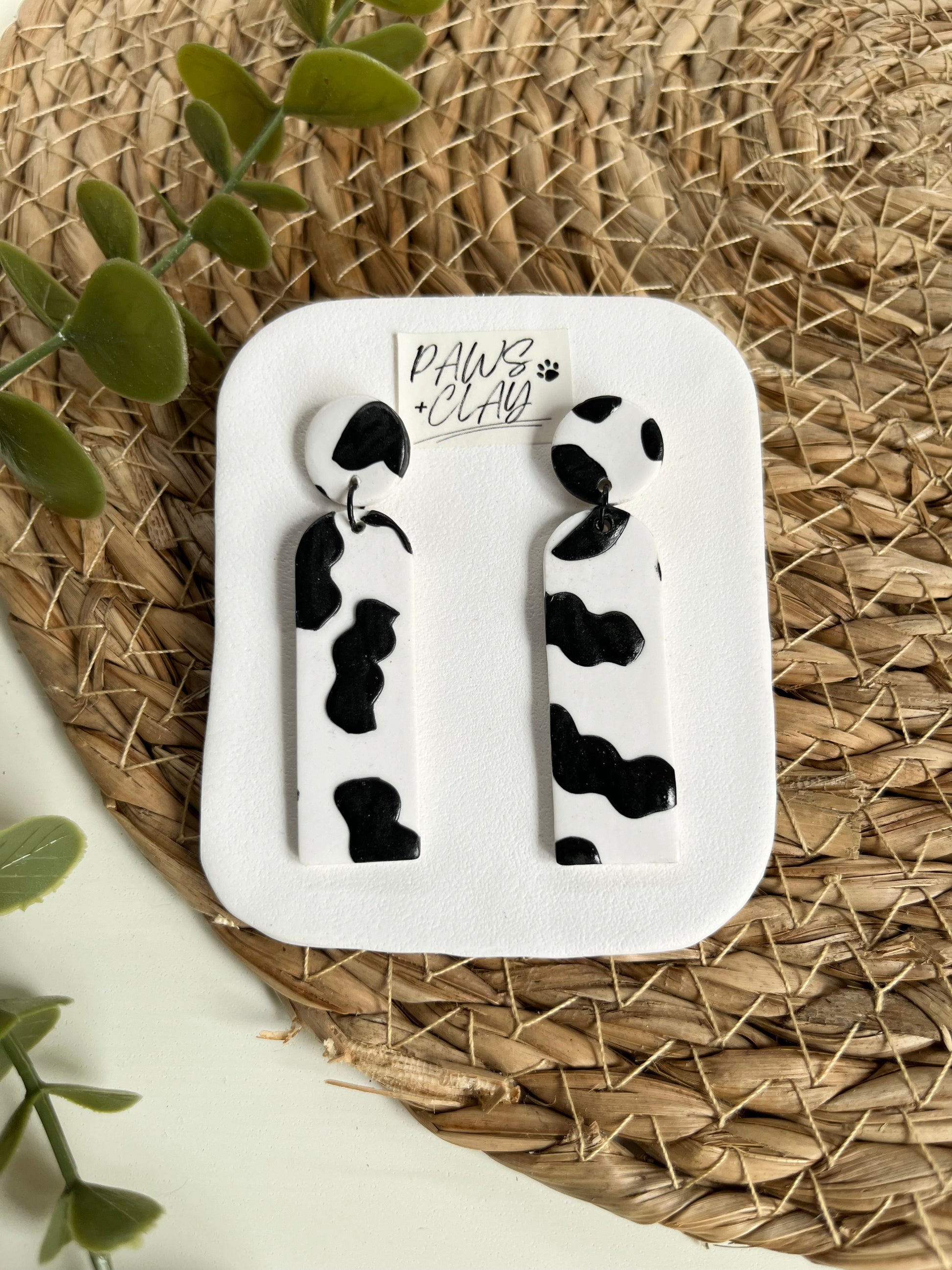 Black and White Polymer Clay Earrings